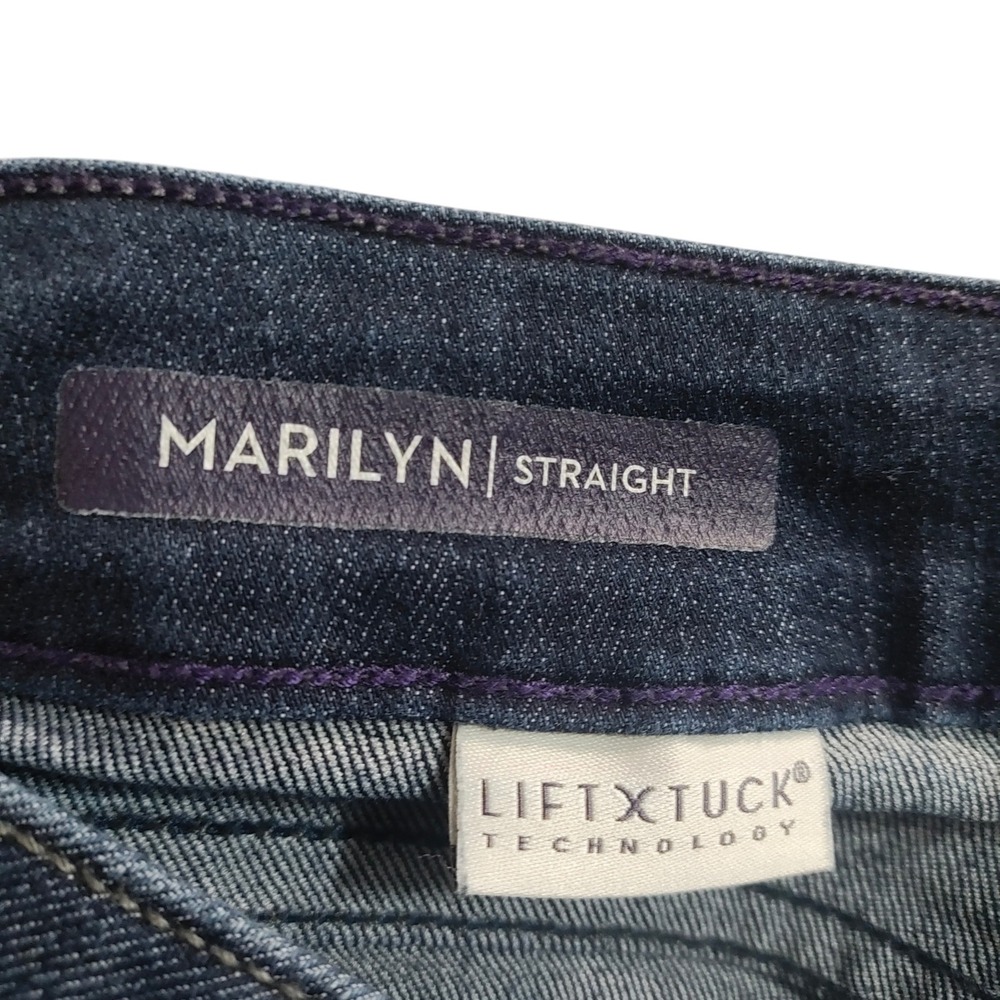 NYDJ Marilyn Straight Leg Jeans Dark Wash Slimming Petite 4P Lift Tuck - Picture 6 of 7